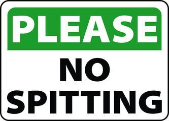 NO SPITTING ALLOWED DO NOT SPIT RESTRICTED PROHIBITED NOTICE WARNING SIGN KEEP AREA CLEAN VECTOR ILLUSTRATION EPS