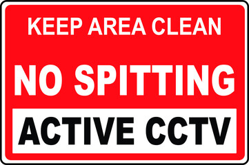NO SPITTING ALLOWED DO NOT SPIT RESTRICTED PROHIBITED NOTICE WARNING SIGN KEEP AREA CLEAN VECTOR ILLUSTRATION EPS