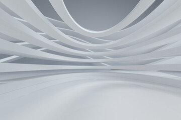 White curve geometry with empty ground, 3d rendering.