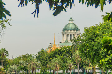 Beautiful architecural of the Ananta Samakhom Throne Hall, view from Dusit zoo (now closed). The...