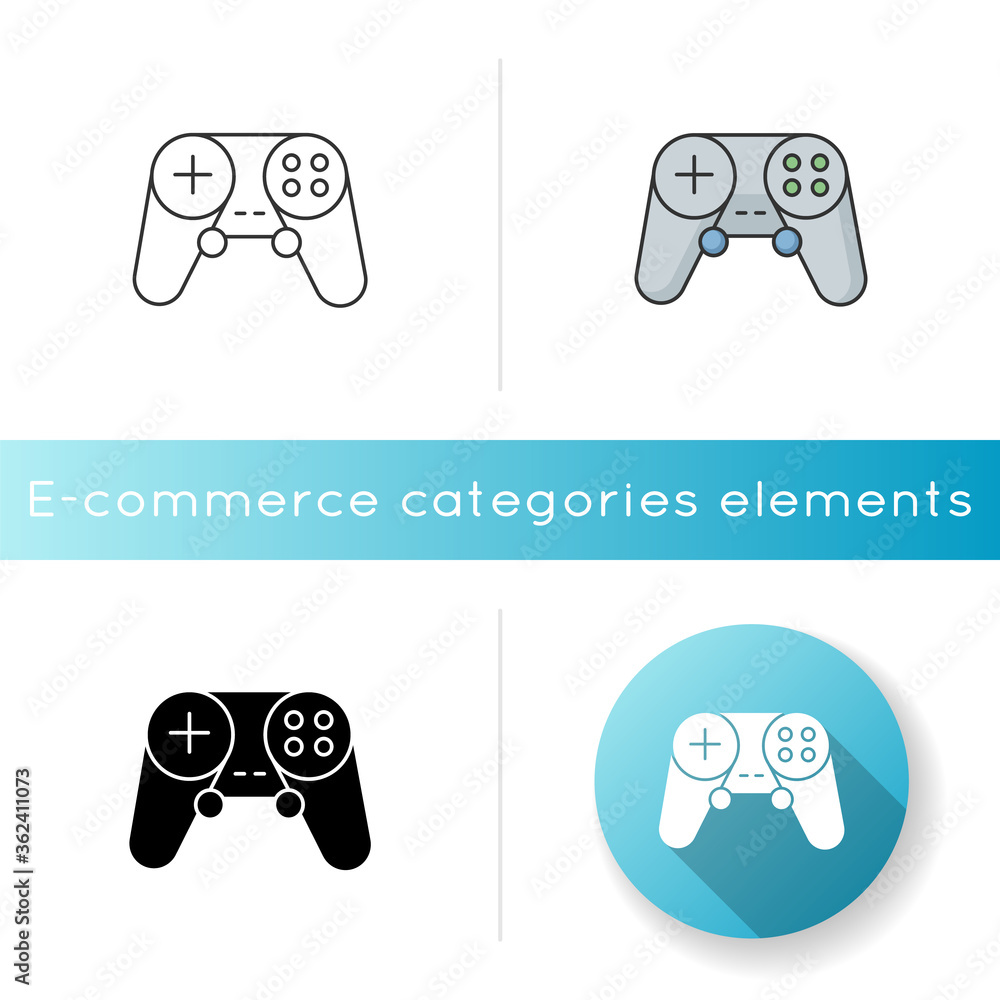 Poster gamepad icon. video game controller. portable console device. wireless joystick for play station. el