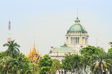 Beautiful architecural of the Ananta Samakhom Throne Hall, view from Dusit zoo (now closed). The...