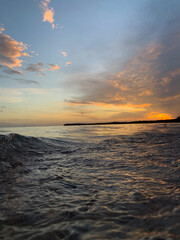 Sunset over the caribbean sea at Punta Cana
