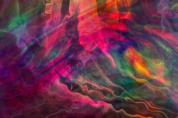 Wave colorful painting pattern with dark background, 3d rendering.