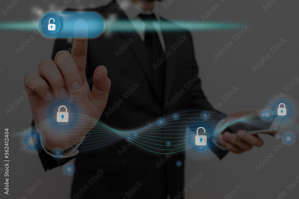 Poster graphics padlock for web data information security application system
