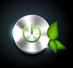 green power button with leaves