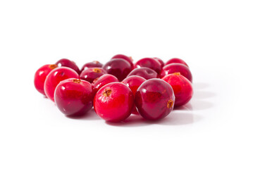 Heap of cranberries isolated on a white background.