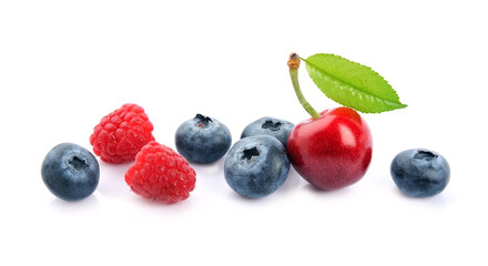 Cherry, raspberry and blueberry