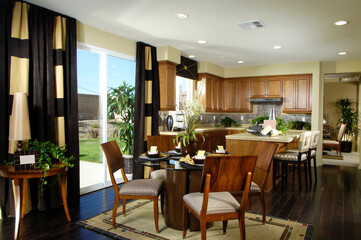 Kitchen with dining room interior