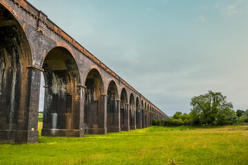 A view eastward from the western end of the Harringworth railway viaduct, the longest masonry...