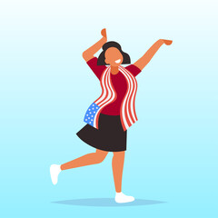 african american woman with usa flag 4th of july independence day celebration concept full length vector illustration