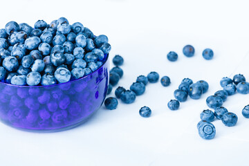 Tasty blueberries isolated on white background. Blueberries are antioxidant organic superfood.