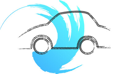 Tire tracks . Vector Tire Car Logo .  Auto wash Service icon ,
