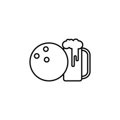 bowling, beer line icon. Signs and symbols can be used for web, logo, mobile app, UI, UX
