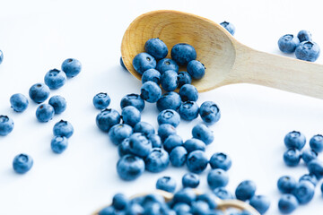 Tasty blueberries isolated on white background. Blueberries are antioxidant organic superfood.