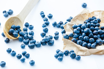 Tasty blueberries isolated on white background. Blueberries are antioxidant organic superfood.