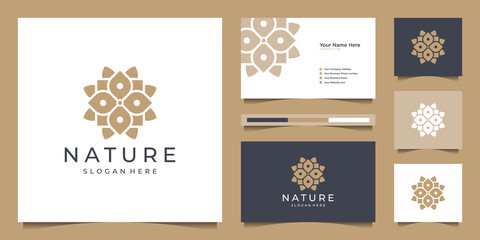 Elegant flower logo design abstract. Can be used for beauty salons, decorations, boutiques, spas, yoga, cosmetic and skin care products. premium business card vector