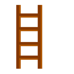 Set of wooden brown stairs. Go up to the top level. Straight and inclined objects. Rustic country Equipment