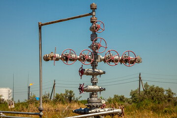 Oil field scene, oil pipelines and facilities