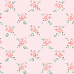 Floral seamless pattern design. Pink flowers vintage pattern for wallpapers, print and fabric.