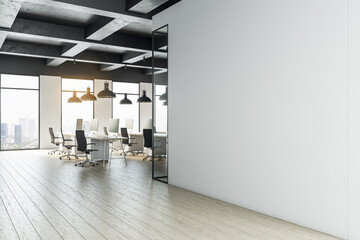 Minimalistic nobody office workplace with computers