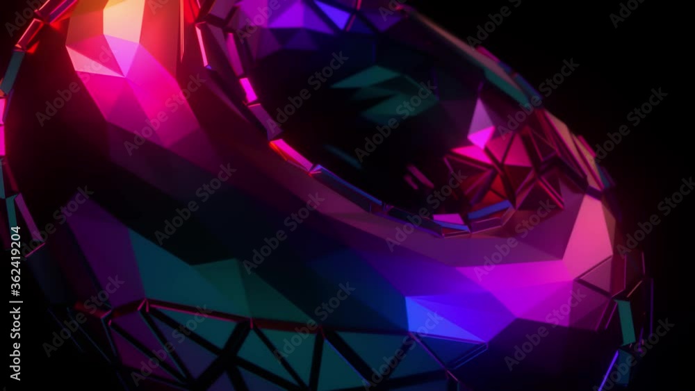 Poster futuristic iridescent torus shape. abstract technology background. holographic glowing neon object w