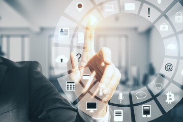 Businessman hand scanning finger print