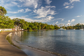Saint Vincent and the Grenadines, boats on mooring in Blue Lagoon