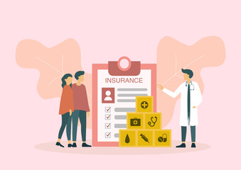 Health insurance. Life insurance, healthcare, protection health and safety of patients.