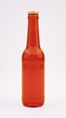 Lager beer bottle with golden cap. 3D illustration