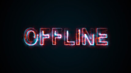The burning inscription Offline on a screen on the Internet. 3d rendering text. Computer generated web background