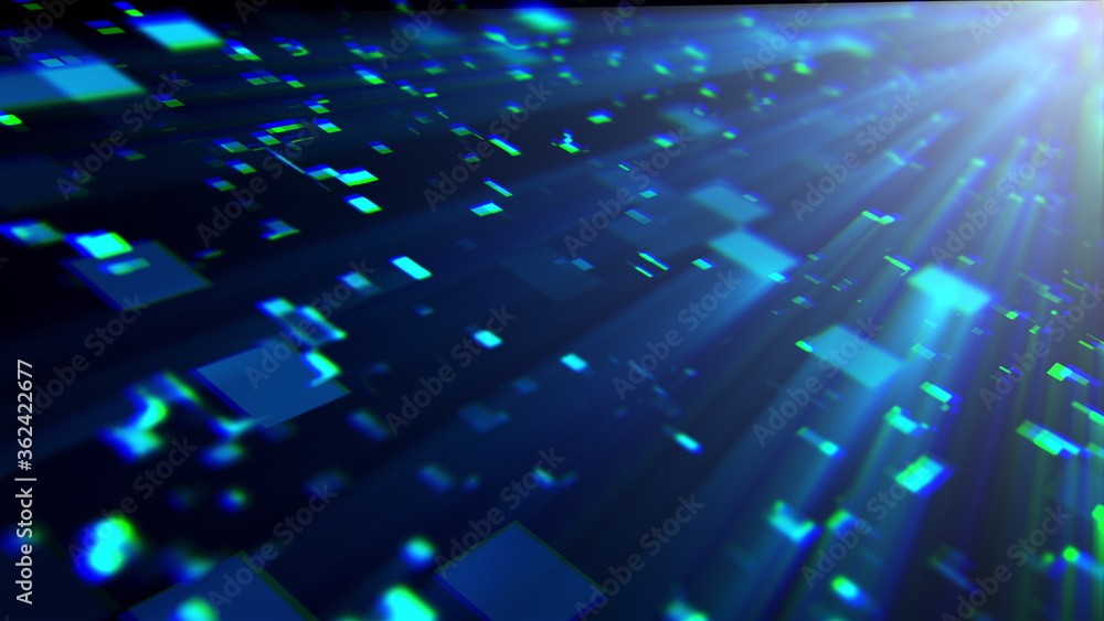 Poster 3d rendering of technology and data processing. computer generated modern information backdrop