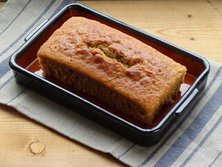 Homemade carrot and walnut cake.