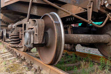 Train wheels on the railway, transport, industry
