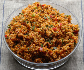 Turkish bulgur salad (kisir).
