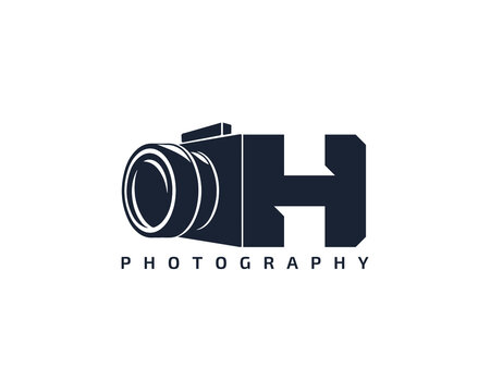 Initial Letter H Camera photography filmmaker logo design 