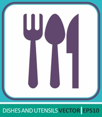 Tableware, spoons, forks, knives. Vector Icon. Simple vector illustration for graphic and web design