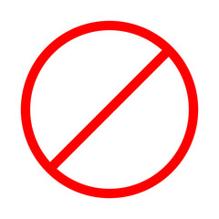 Red prohibition, ban sign, simple graphic vector template isolated on white