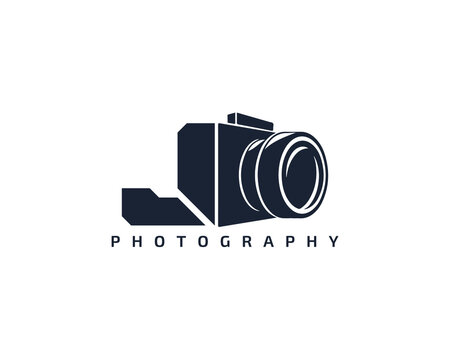 Initial Letter J Camera photography filmmaker logo design 