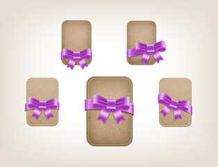 vector old cardboard banners with ribbon bow knots