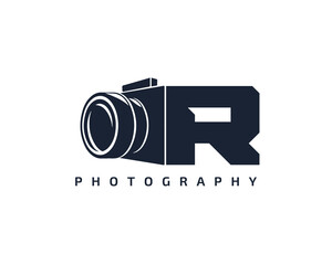 Initial Letter R Camera photography filmmaker logo design 