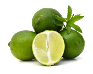 Stack lemons on white background