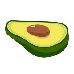 Avocado isolated on white background. Half of avocado. Avocado flat icon.