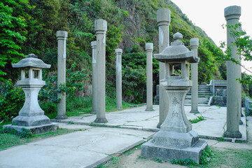 Ruifang, Taiwan - April 29, 2017: Jinguashi Shinto Shrine is a famous landmark of Gold Museum, New Taipei City Government in Ruifang District, New Taipei City, Taiwan.