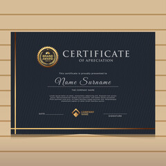Elegant dark gold diploma certificate template. Use for print, certificate, diploma, graduation
