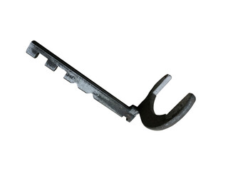 Tractor gearbox gear shift fork isolated on white background.