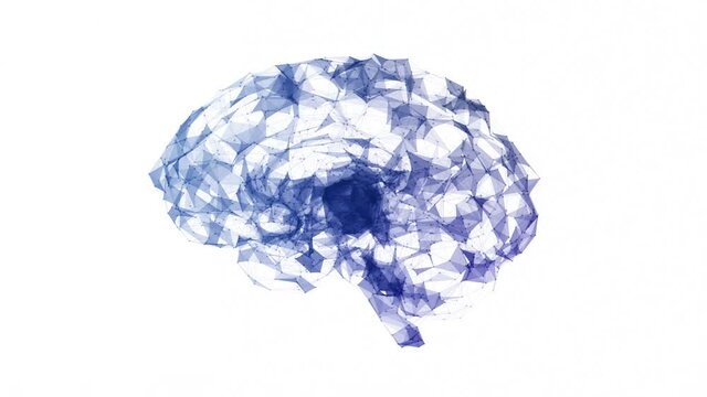 Building Neural Network - Net shaped blue brain on white background 4K seamless loop Artificial Intelligence