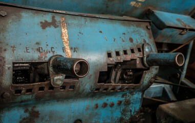 detail of an old sowing machine