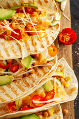 Fresh homemade appetizing vegan tacos