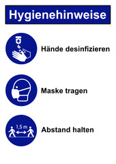 Schild Hygiene- und Abstandsregeln Aushang